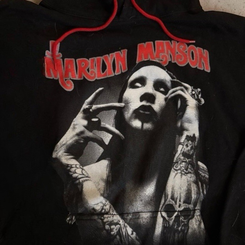 Vintage Marilyn Manson Y2K Late 90s / early 2000s Hoodie Rock Metal Rare XXL - Picture 2 of 3